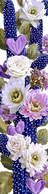 Free cactus bookmark featuring a dotted blue cactus with flowers